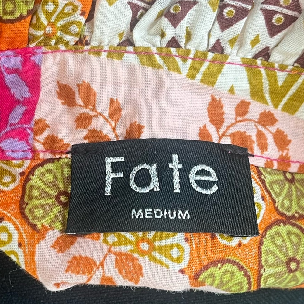 Fate Fuchsia Pink Patchwork Blouse Sz Medium Boho Bold - Picture 7 of 7